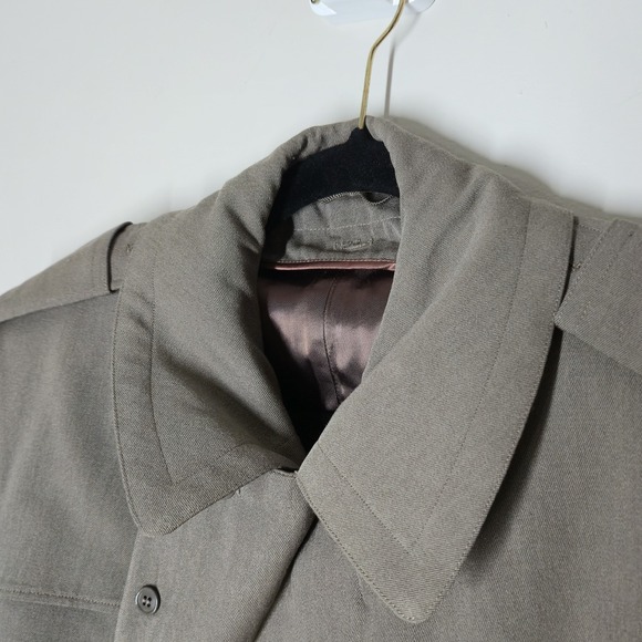Vintage 50's REGULATION ARMY OVERCOAT WOOL Genuine US Military Taupe Size 40R - Picture 2 of 12